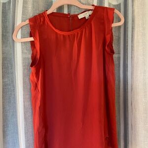 LOFT Red Sleeveless Scoop Neck Shell